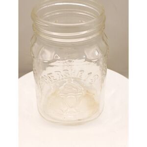 Vintage Clear Glass Hershey Jar "HERSHEY" on all 4 sides with picture of sundae